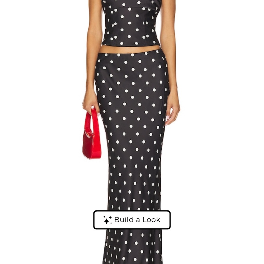 Polka Dot Black Maxi Skirt with White Dots